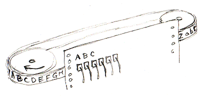 ベルト式のラインプリンタの概念図
